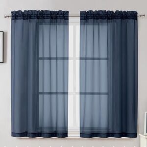Navy Blue Sheer Curtains Aiyufeng Hemei Dori RP 2x28x45”